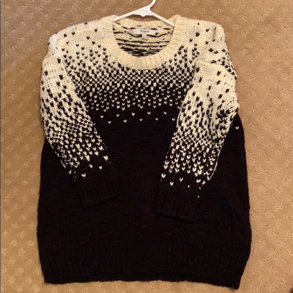 Madewell Navy and White Patterned Wool Sweater